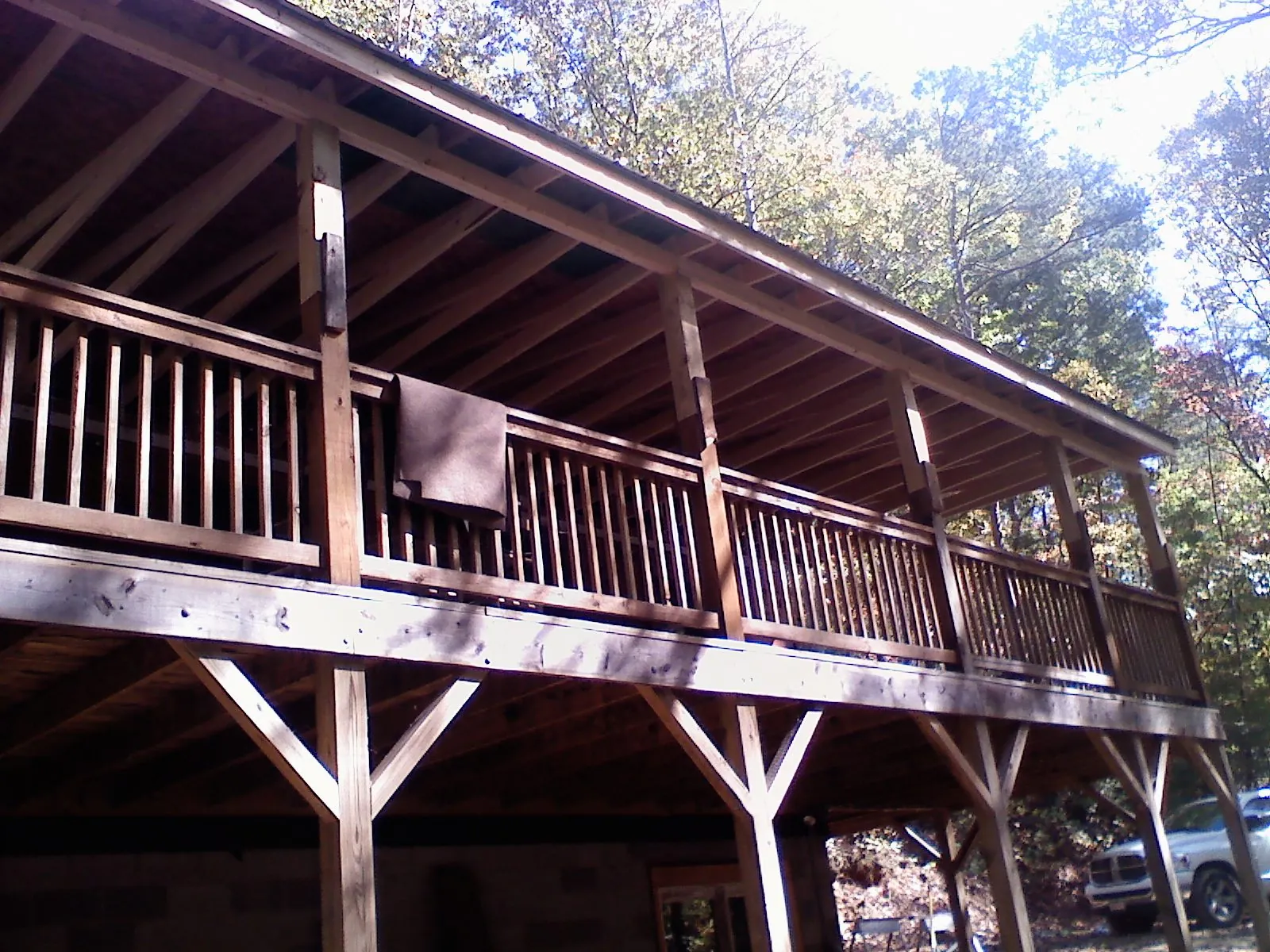 Timber framing under a new elevated porch and deck — Roof Leak Repair in Mohler by Roofing Brothers